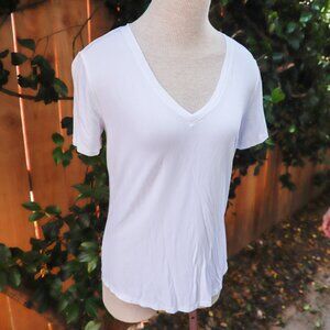 Old Navy White Luxe V Neck Tee